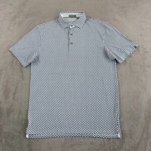 Tasc Cloud Performance Polo Shirt in Navy White Geometric Men Medium Stretch